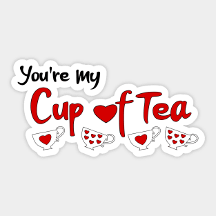 Valentines you're my cup of tea hearts and teacups Sticker